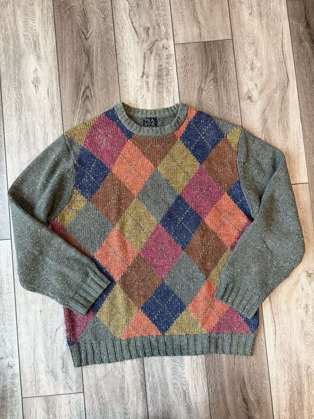 Jos. A. Bank Vintage Eclectic Grandpa Argyle Sweater XL Lambswool